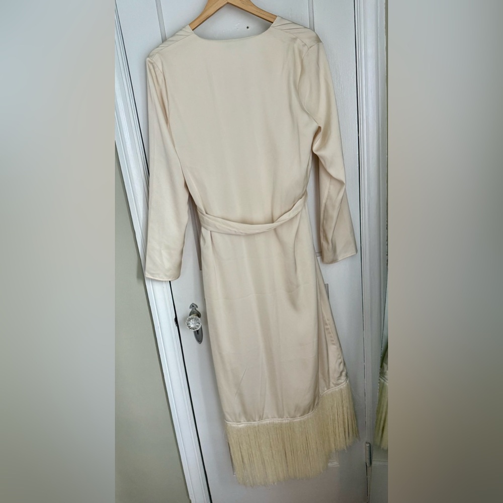 MOTF | NWT Belted Satin Fringe-Hem Dress - Picture 6 of 10